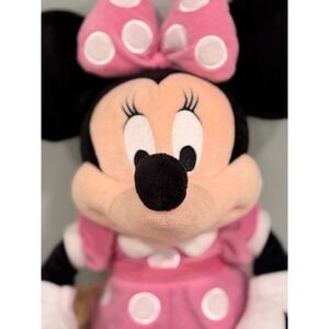 Disney Store Authentic Minnie Mouse Plush Pink Polka Dot Dress 20"